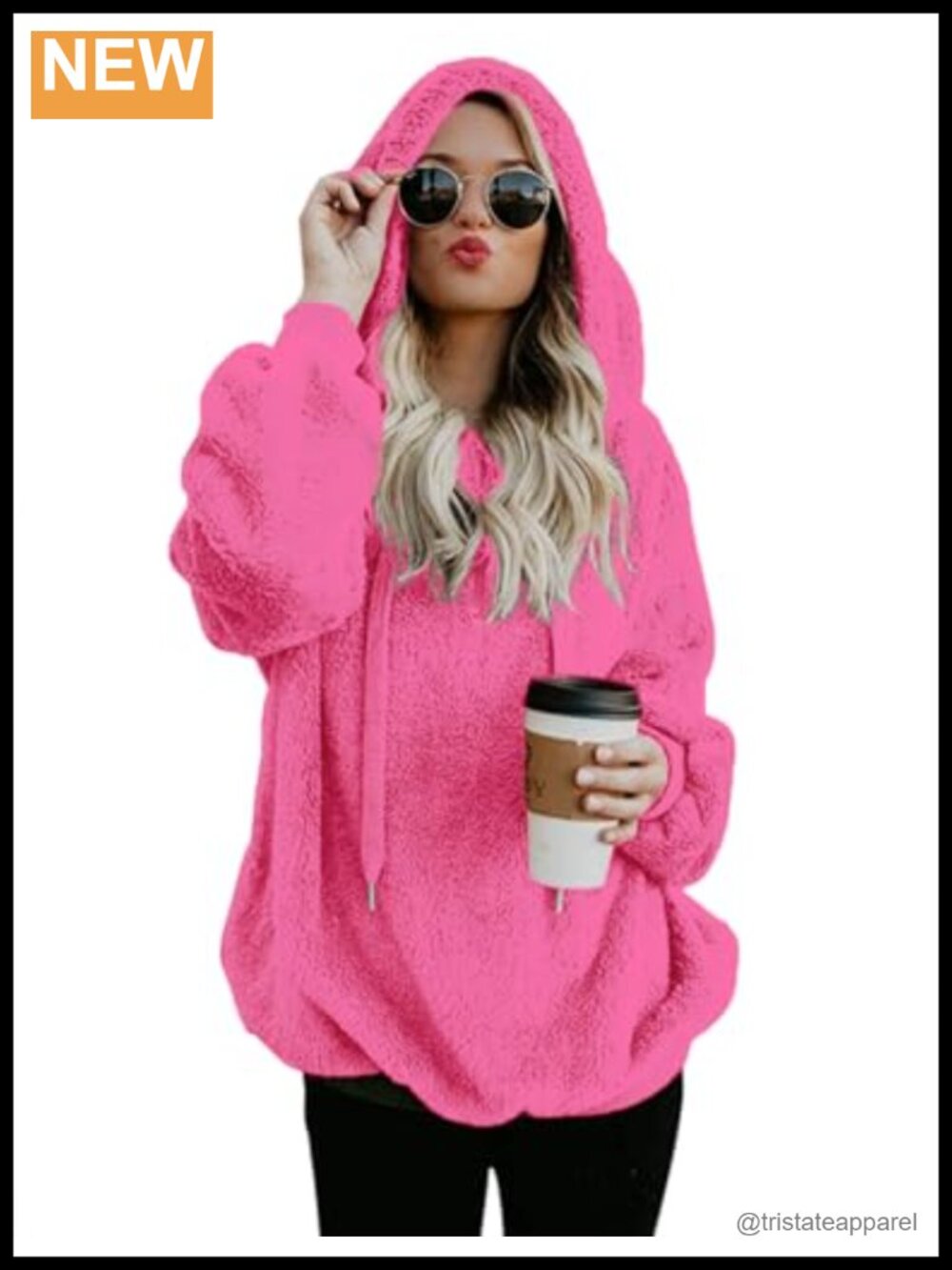 Women Fuzzy Sherpa Fleece Zip Pullover Hoodie Oversize Sweatshirt Coat